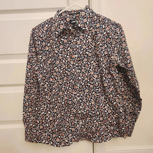 Lands' End Tops - Women's Lands' End Deep Sea Floral Button Longsleeve Shirt Size 4 #P262